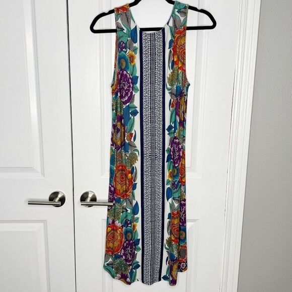 Soma Keyhole Sleeveless Short Dress Garden Bloom Ivory Sz S Floral Print - Picture 4 of 7